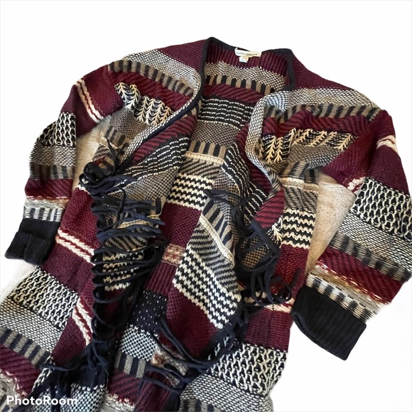 Autumn Cashmere Fair Isle Fringed Drape Cardigan - Picture 3 of 6
